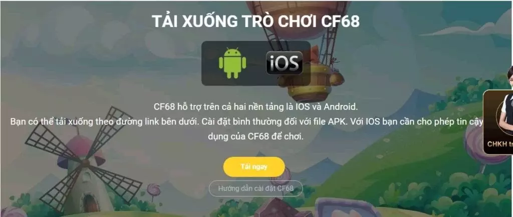 cf68live yêu cầu tải app về để sử dụng