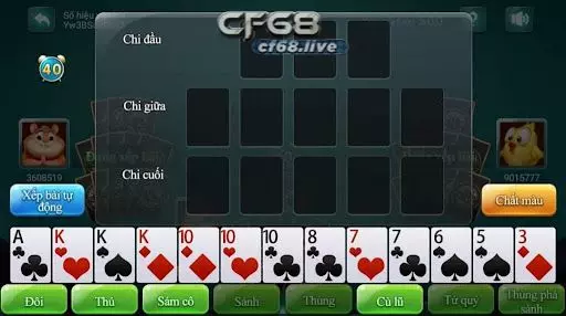 Cách chơi poker mậu binh CF68