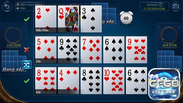 Các lá bài của người chơi sẽ được xếp thành 3 chi để so bài với nhau