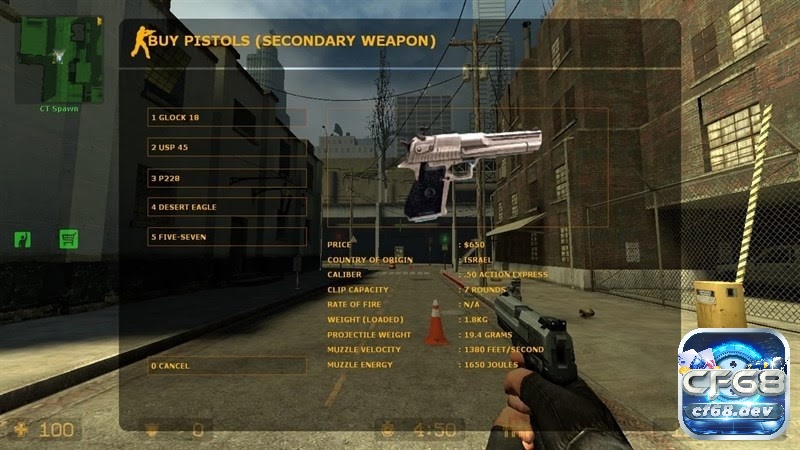 Các vũ khí trong Counter Strike 1.6 được chia thành nhiều nhóm khác nhau